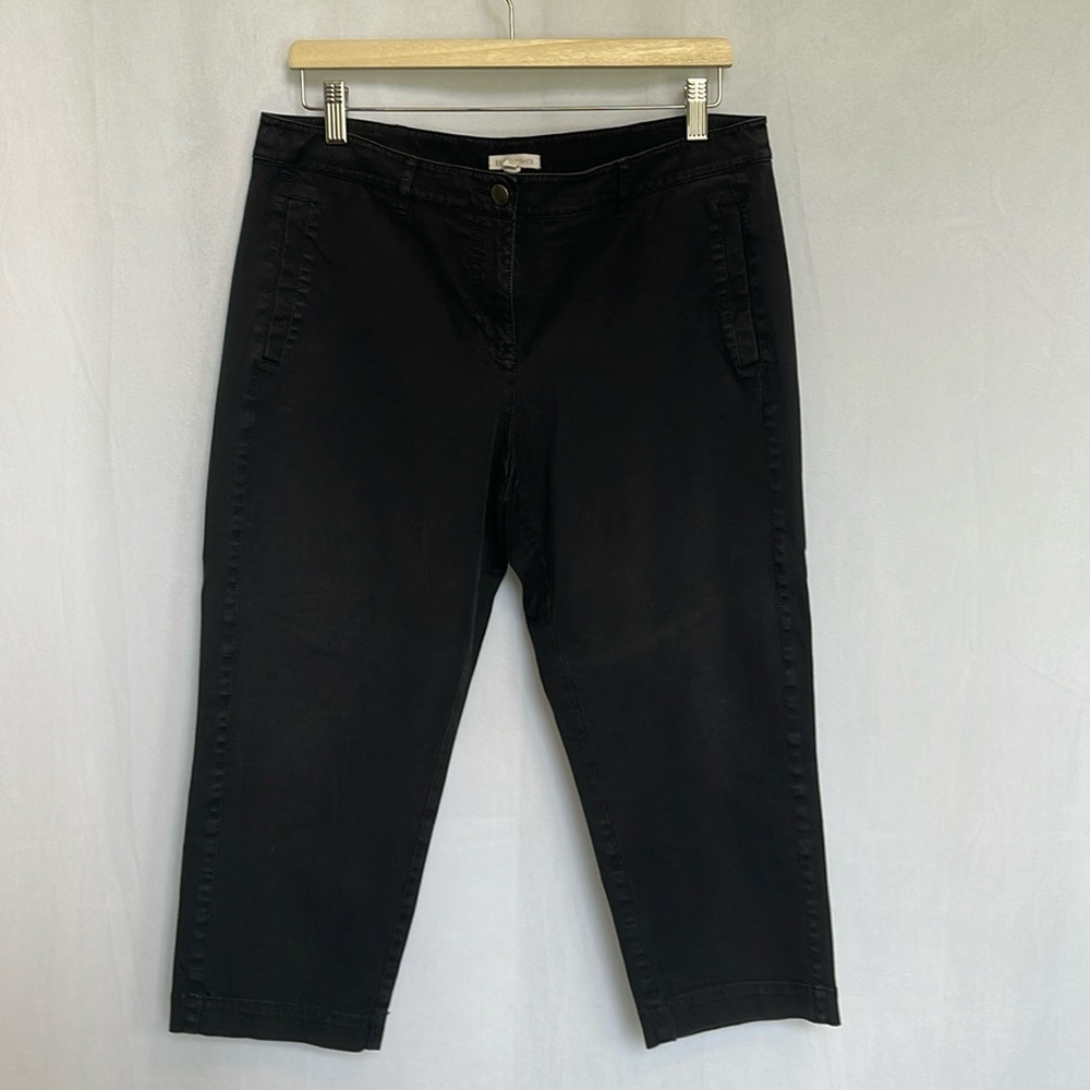 Eileen Fisher Pants Women's Size M Black Straight Leg Organic Cotton Crop EUC